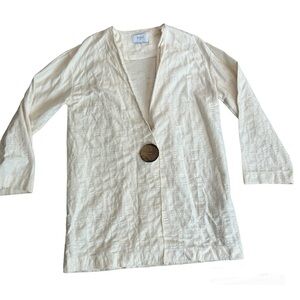 Zara Ecru light cream textured long sleeve blazer jacket Sz S NWT